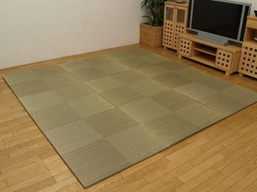 イケヒコ い草 置き畳 ユニット畳 国産 シンプル 9枚組 シンプルノア ブラウン 約82×82×1.7cm 9P