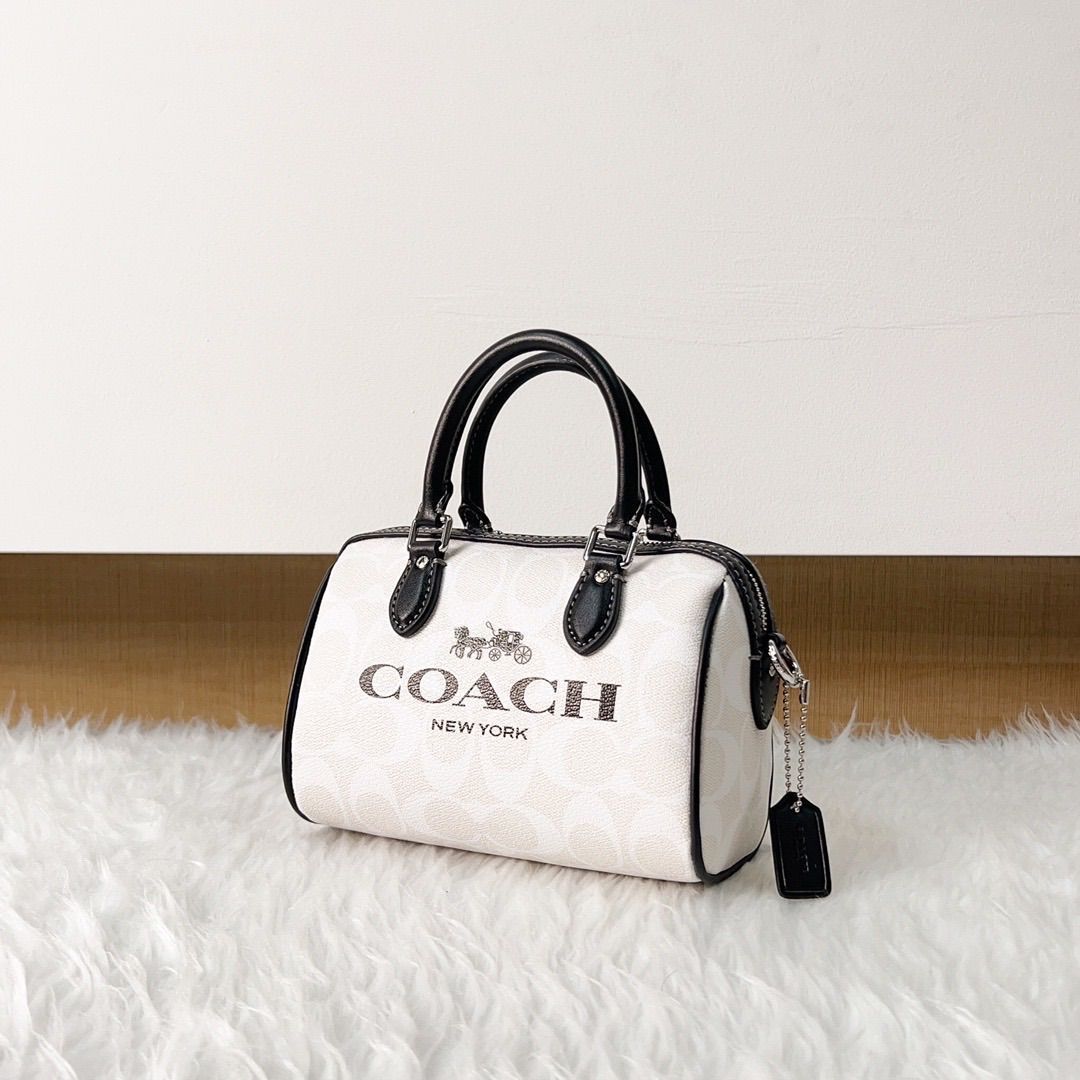 コーチ バッグ COACH コーティングキャンバス レザー シグネチャー ミニ ローワン ロゴ サッチェル 2WAY ボストンバッグ チャークマルチ CO959