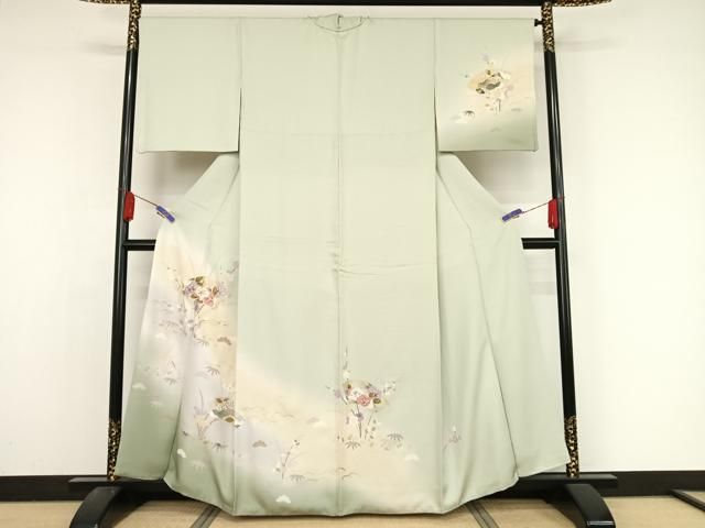 503mh25, 502my33 ●訪問着 金駒刺繍 宝相華 モダン まゆ姿 ● 503mh25○訪問着 金駒刺繍 宝相華 モダン まゆ姿 金彩 重ね衿付