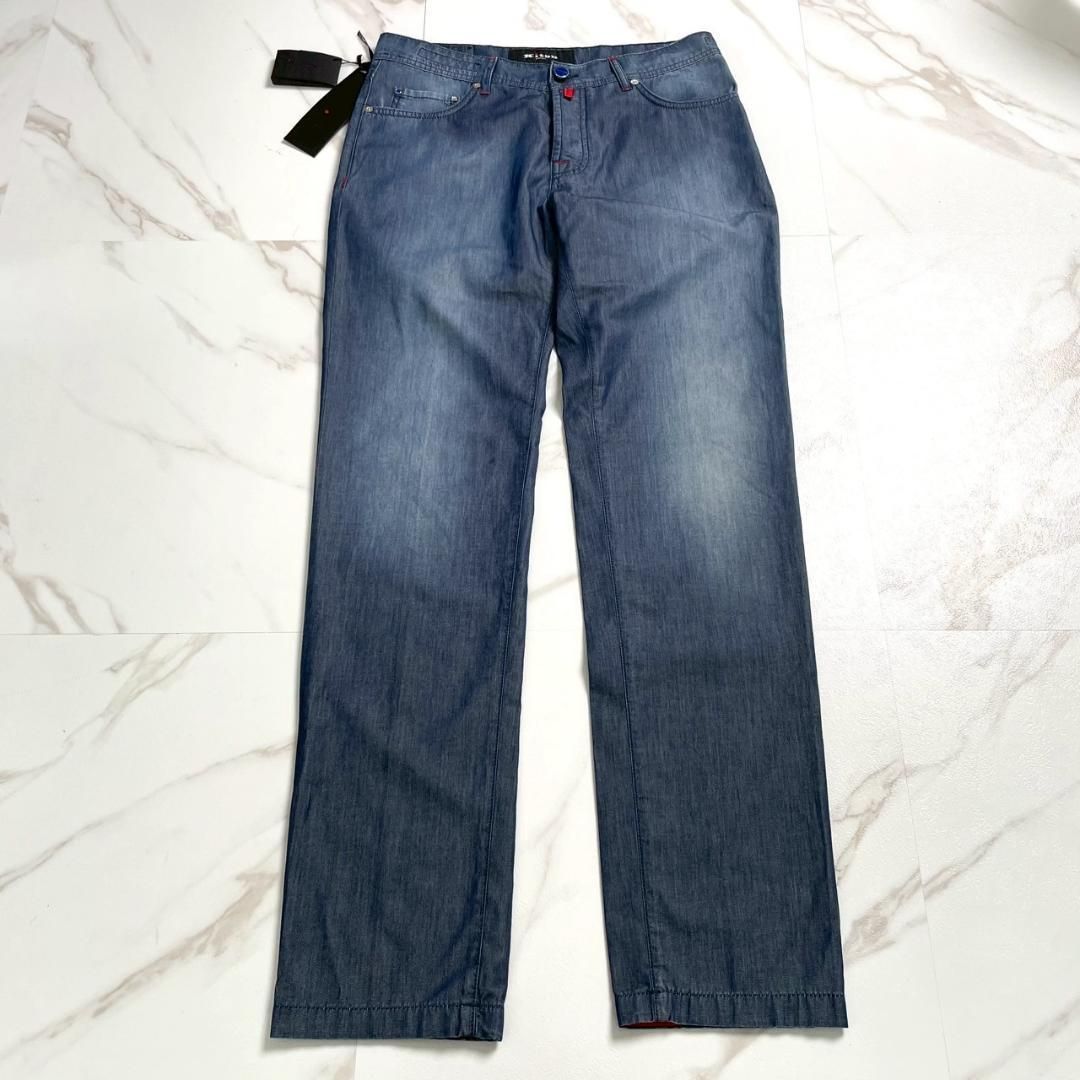未使用✨Kiton キートン メンズデニム ジーパン 大きいサイズ パンツ 33 大きいサイズ Slim タンガリーパンツ コットン 綿 エラステン ストレッチ 伸縮性 カジュアル