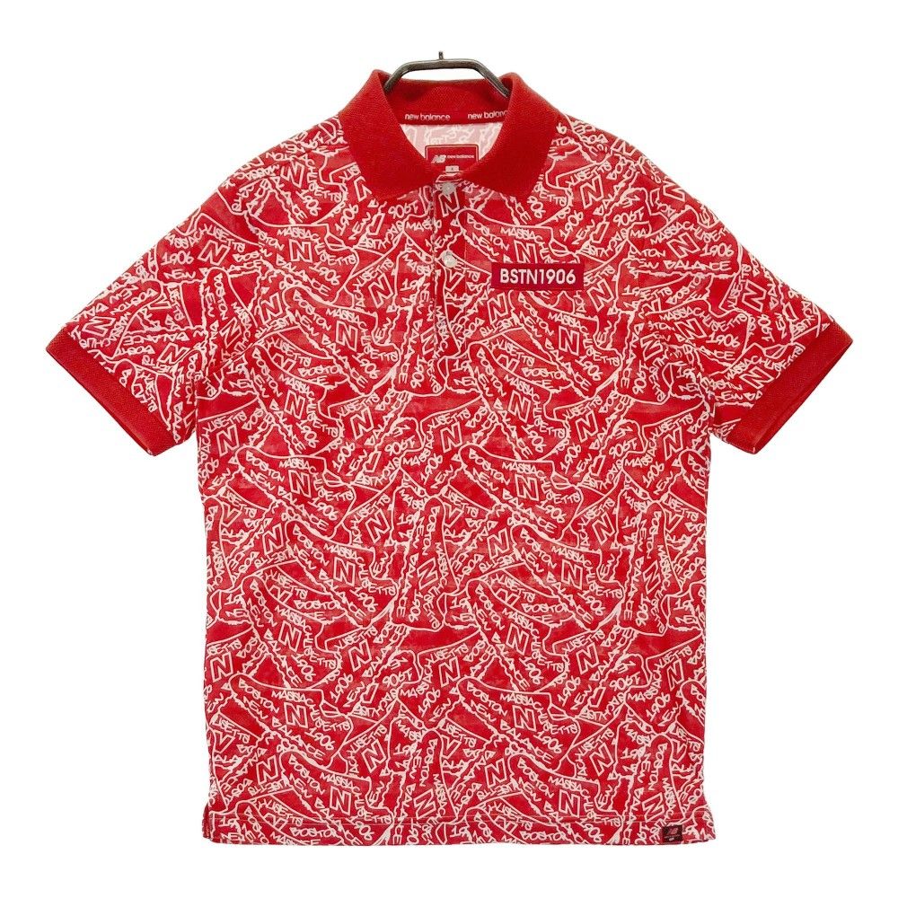 サイズ：4 NEW BALANCE GOLF ニューバランス 半袖ポロシャツ ロゴ総柄 