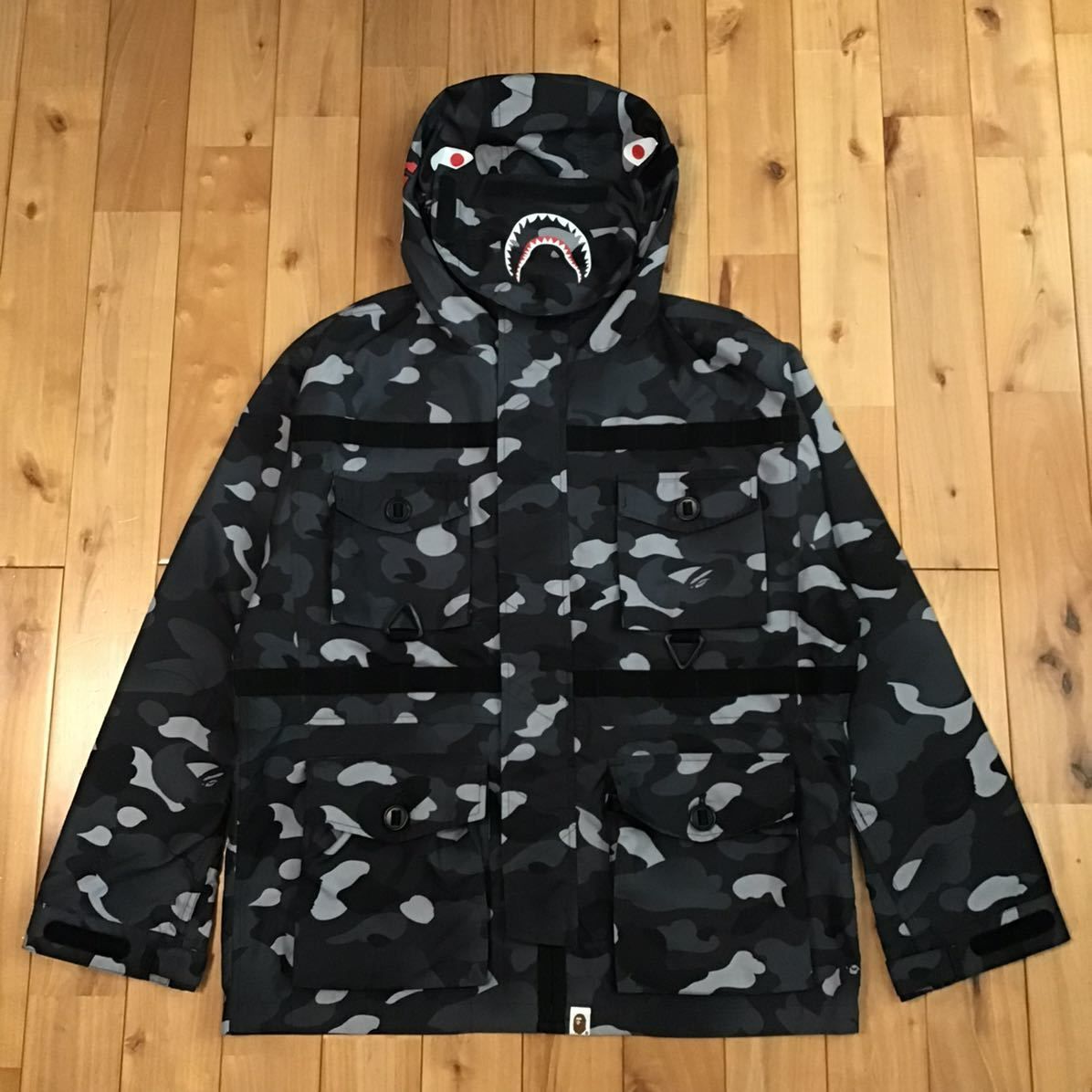 ★美品★ GRADATION CAMO SHARK HOODIE MASK JACKET Mサイズ a bathing ape BAPE シャーク  パーカー マスク ジャケット エイプ ベイプ