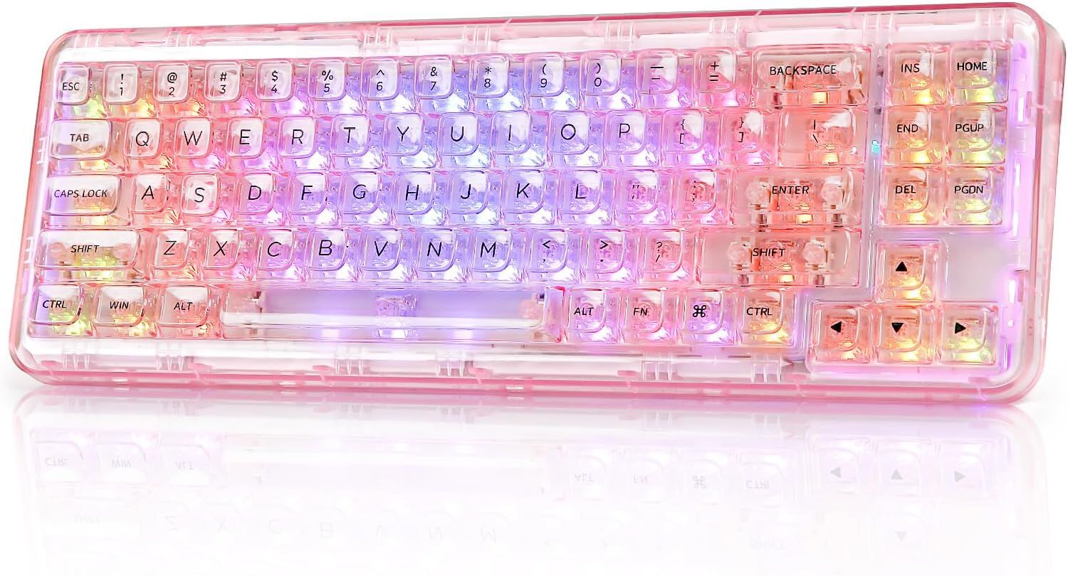 美品 YUNZII X71 メカニカルゲーミングキーボード 透明キー