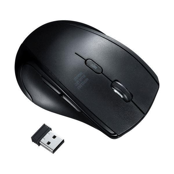 （まとめ）サンワサプライ 静音ワイヤレスブルーLEDマウス(5ボタン・左手用) ブラック MA-WBL164BK 1個（×3セット）