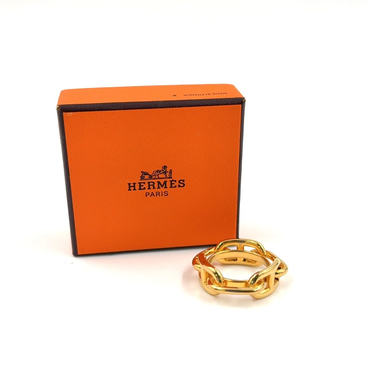 HERMES シェーヌダンクル　スカーフリング　カレ　90 ゴールド スカーフリング 90 《シェーヌ・ダンクル・トレッセ》 | Hermès