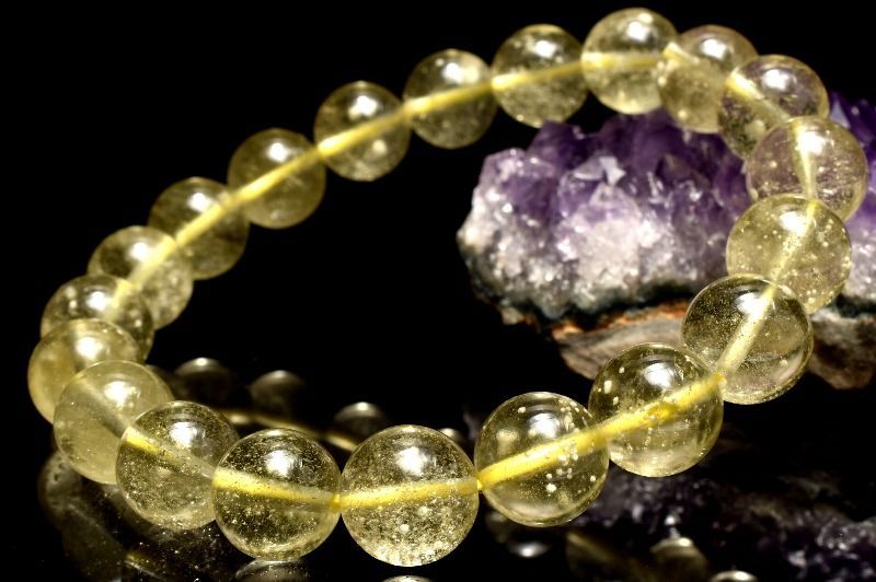 １点物 AAA クリストバライト内包 リビアングラス 10mm ブレスレット パワーストーン 天然石 _MA9536