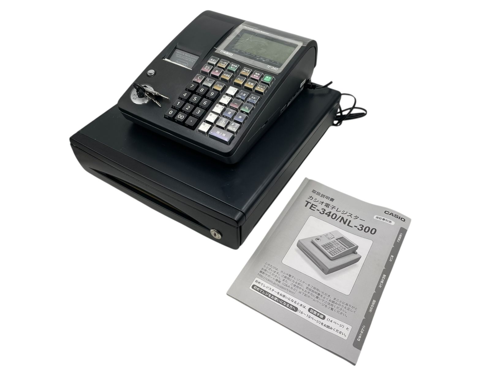 CASIO TE-340 電子レジスター TE-340 カシオ 店舗用品 本体 ブラック コンパクト 10 部門 鍵付き