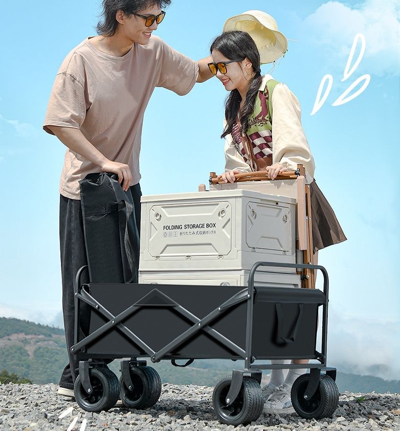 アウトドアキャンピングカー折り畳みピクニックキャンプ手押し旅行キャンプ引き車小トレーラー