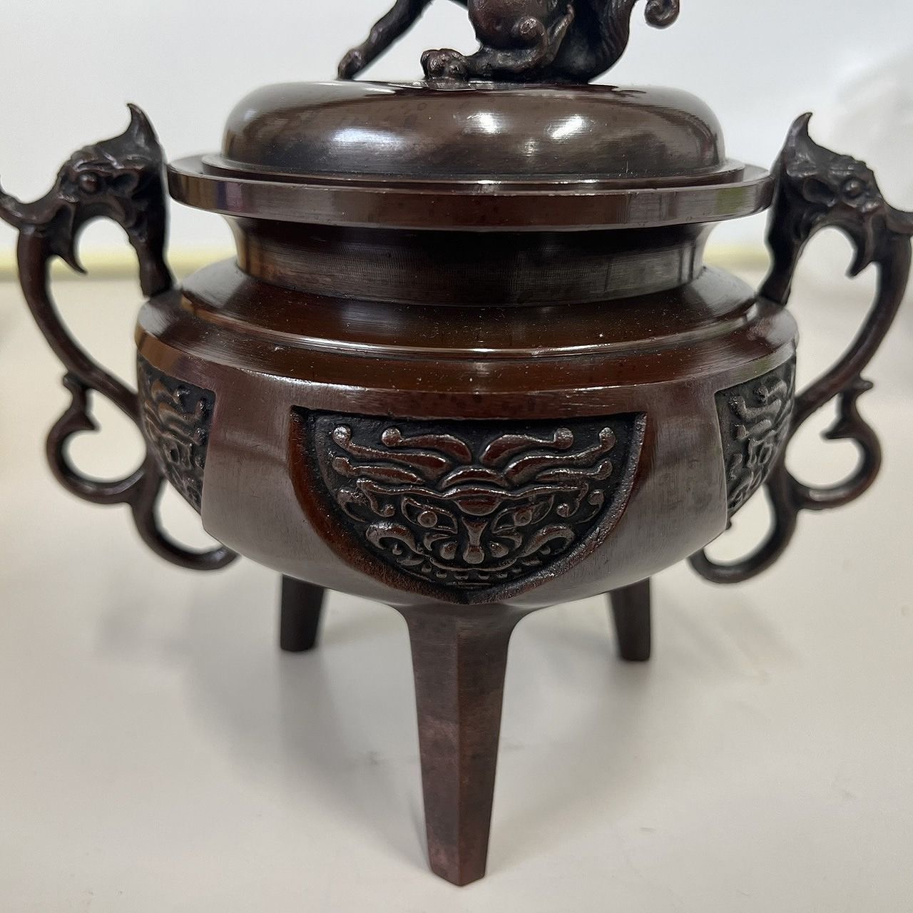 銅製おしどり香炉 銅製 香炉 獅子 蓋付 銅器 香道具