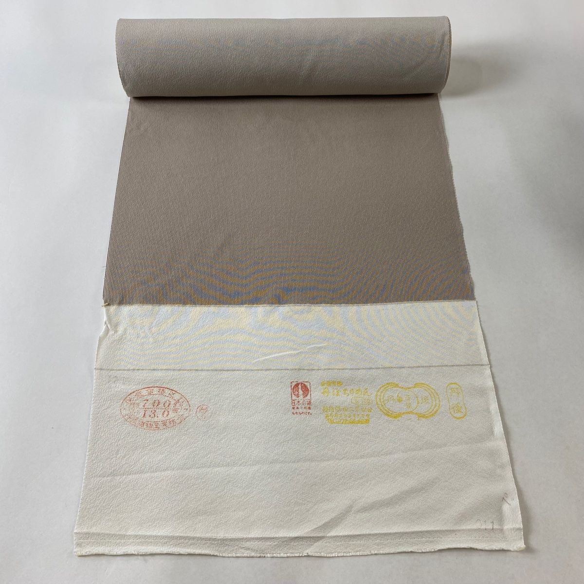 反物 名品 江戸小紋 万筋 縮緬 灰茶 正絹