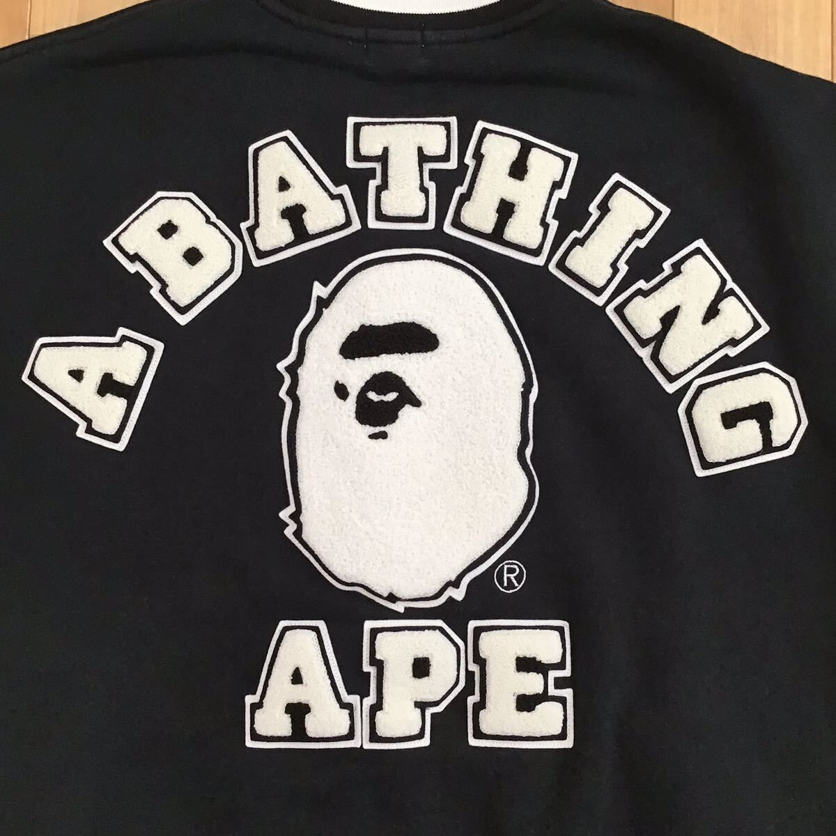 BAPE LOGO スウェット スタジャン Lサイズ a bathing ape sweat varsity jacket エイプ ベイプ  アベイシングエイプ vintage NIGO - メルカリ