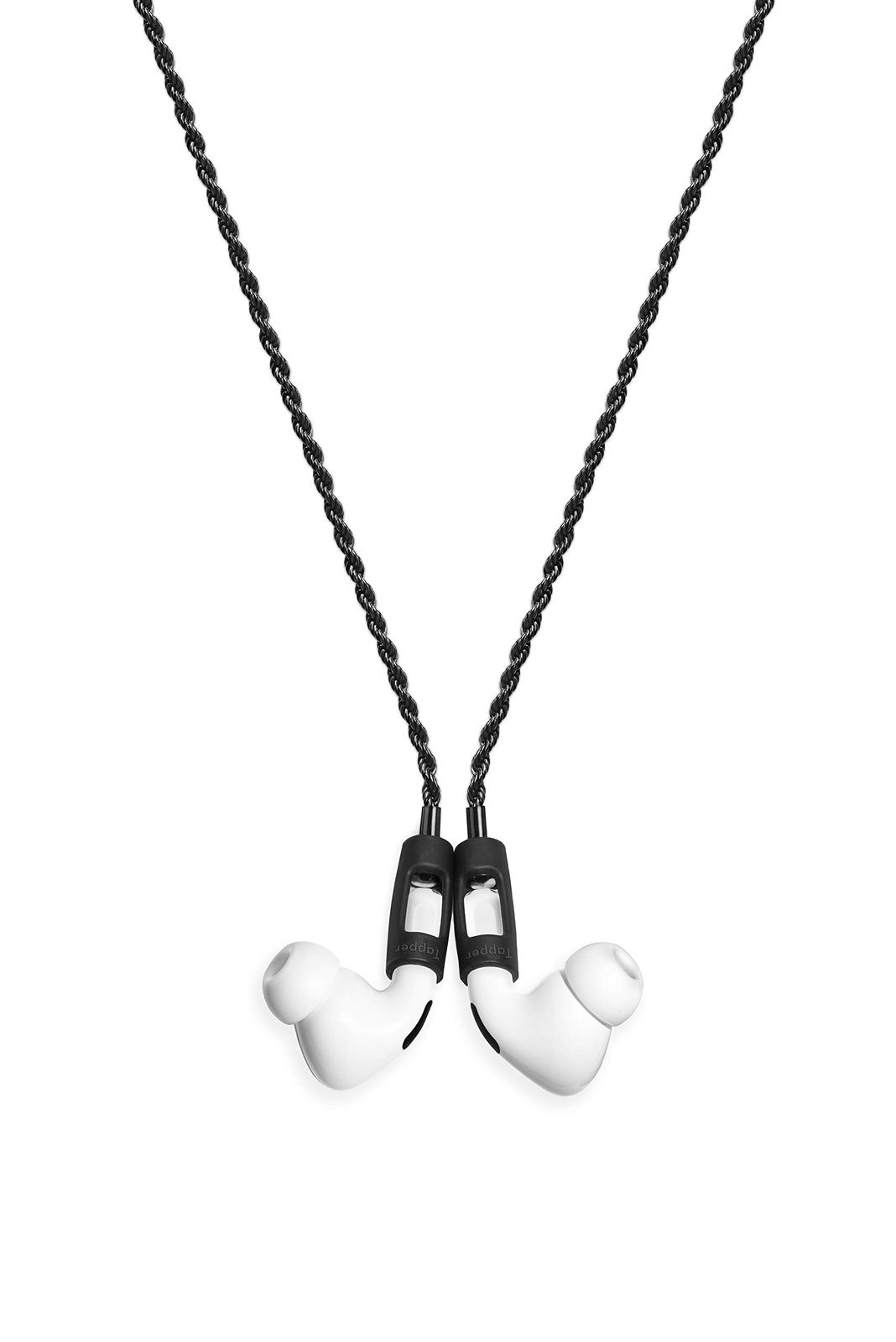 Tapper タッパー ロープチェーン AirPods Pro | Air pods 用 イヤホン ネック ストラップ ヘマタイトブラック 落下防止 紛失防止 先端マグネット接着 クロームブラック