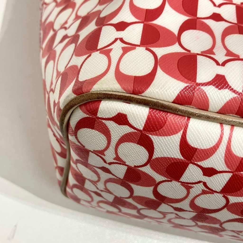 コーチ COACH トートバッグ シグネチャー ピンク 白 ホワイト