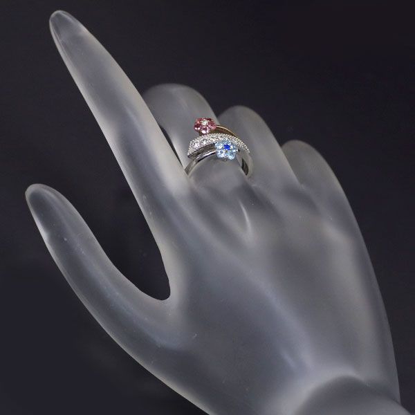 K18/Pt パライバトルマリン ピンクトルマリン アウイナイト ダイヤ  