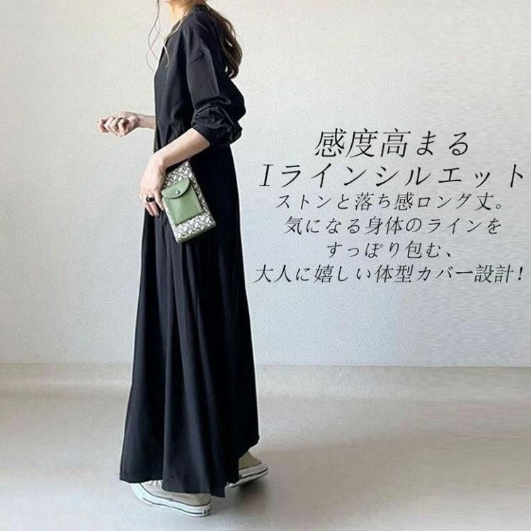 6174 【美品】クラネ　シャツワンピース　切替プリーツ　五部袖　ロング丈 シャツワンピース 長袖 ワンピース レディース きれいめ ロング