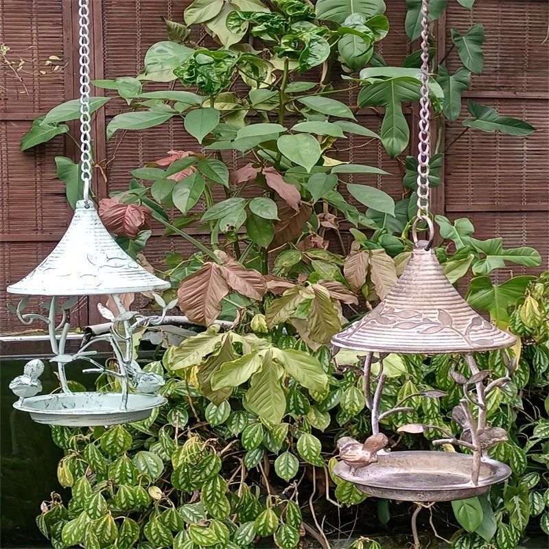 ブラケット ヴィンテージ調 吊り下げ式 コンパクト おしゃれ かわいい バードフィーダー ガーデニング 装飾 グリーン ブラウン UuLy126