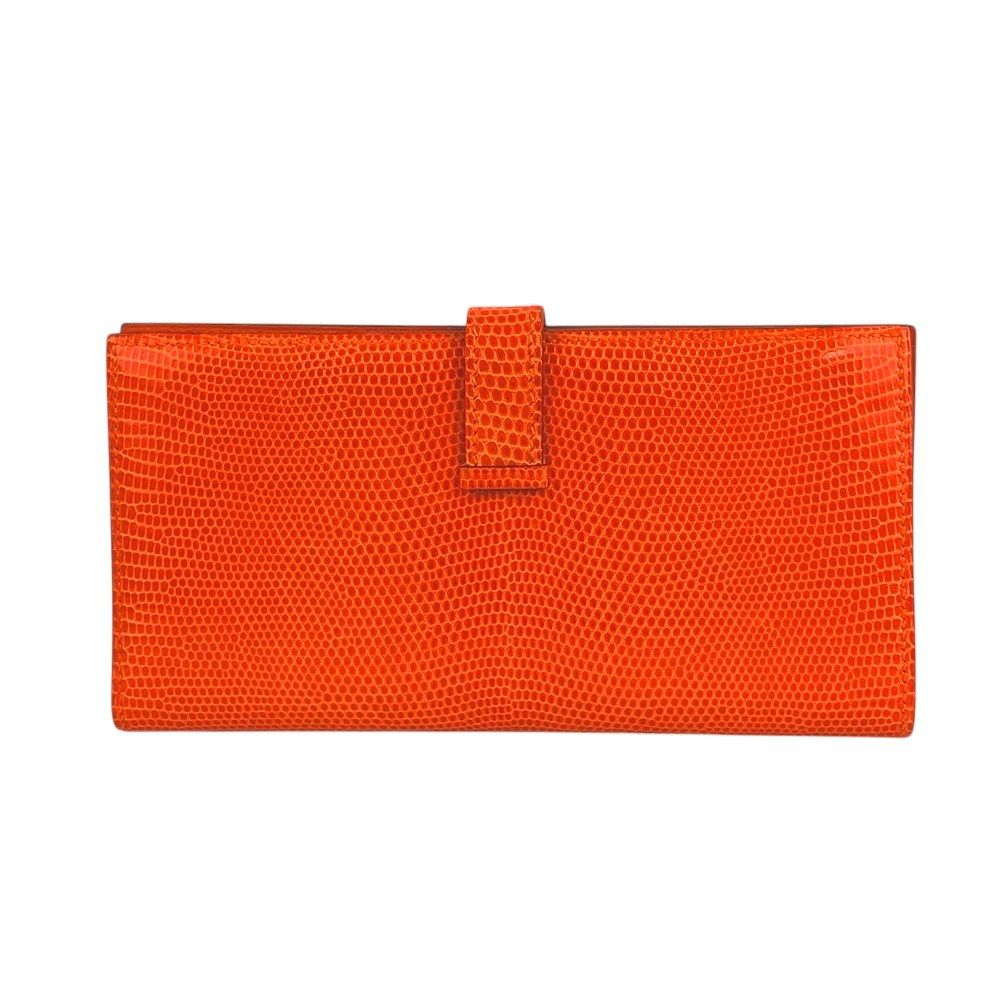 □新同□ エルメス ベアン クラシック 長財布 札入れ リザード