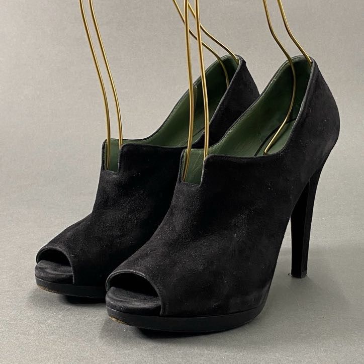 2h15 HERMES エルメス スエード オープントゥ ヒールパンプス 38