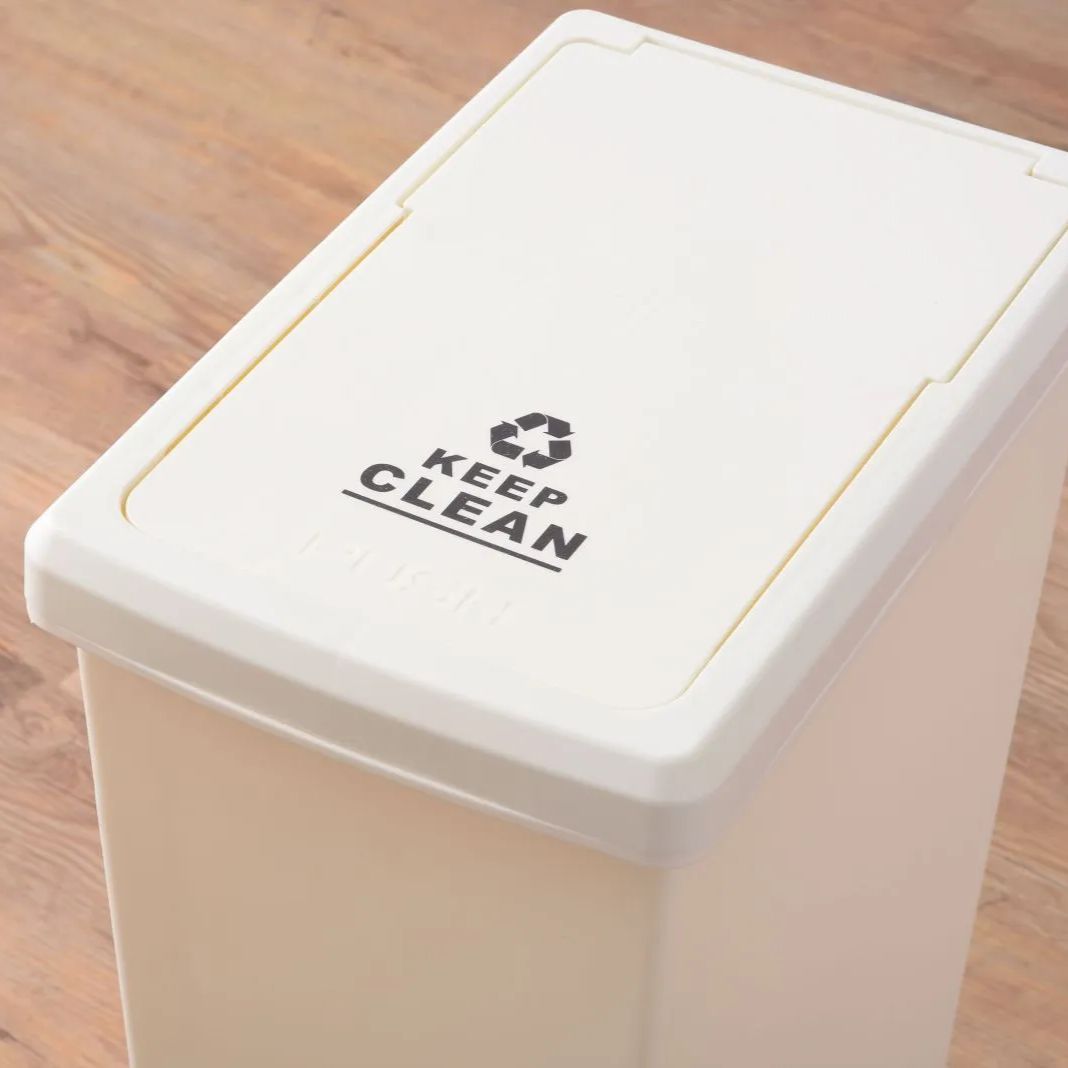 ゴミ箱 30L ダストボックス 屋外 屋内 キャスター付き ポリプロピレン ごみ箱 分別ゴミ箱 キッチン スライドロック式 スライドペール アースカラー ホワイト