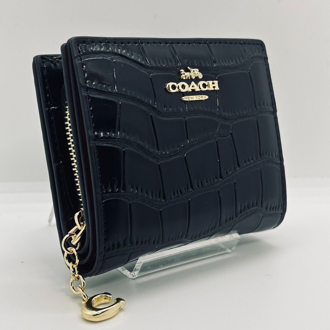 新品未使用❤️コーチ　COACH 折り財布 クロコ型押し ブラック　C6092