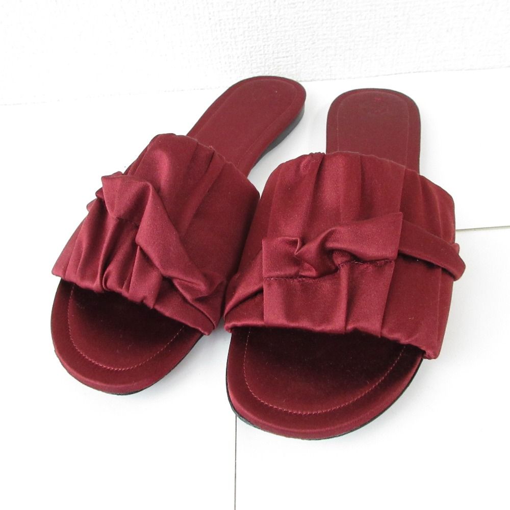 THE ROW ザロウ ELLEN エレン サンダル サイズ38.5 24.5cm相当 バーガンディ レディース 古着