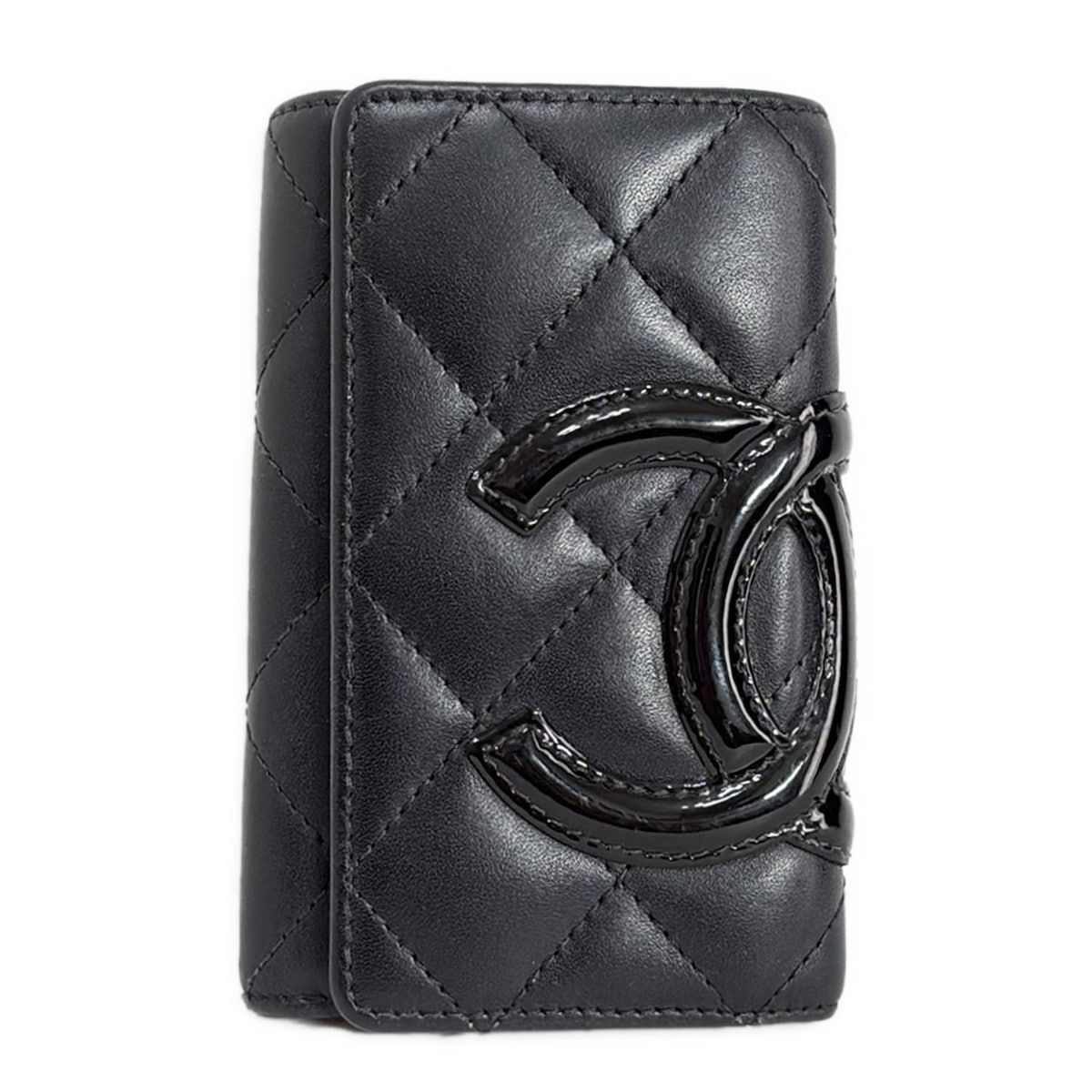 CHANEL シャネル キーケース カンボンライン 黒×ピンク 6連フック レザー