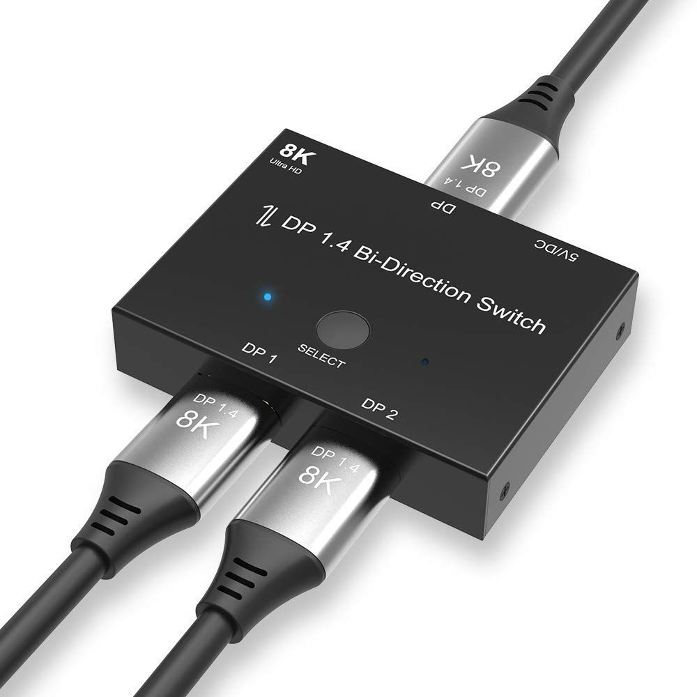 【特価商品】CABLEDECONN DisplayPort 8K DP 1.4スイッチ双方向Displayport分配器切替器8K @ 30Hz 4K @ 120Hz複数ソースおよびディスプレイ用スプリッターコンバーター。