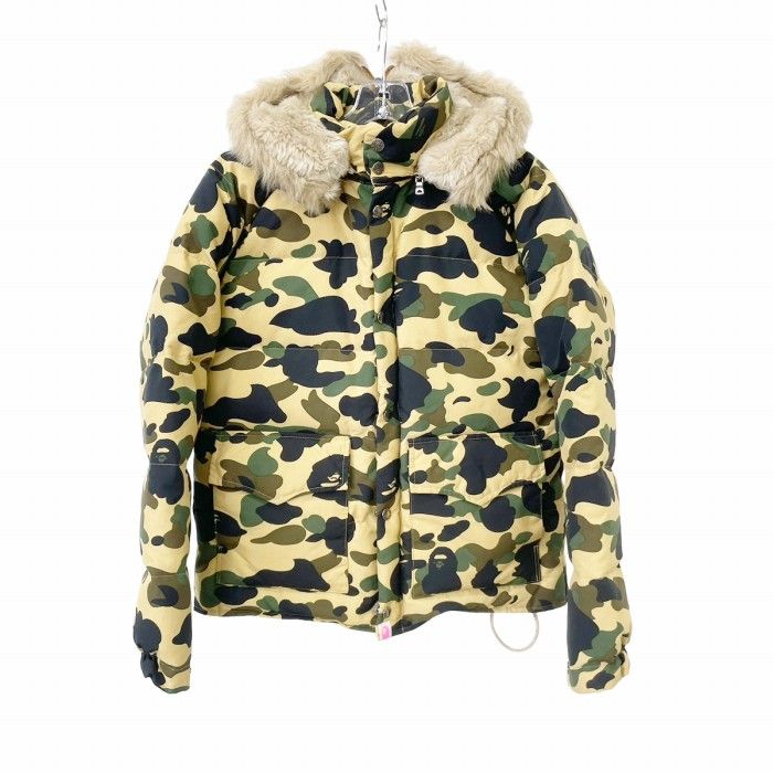 アベイシングエイプ A BATHING APE 美品 カモフラ ファー ダウン 