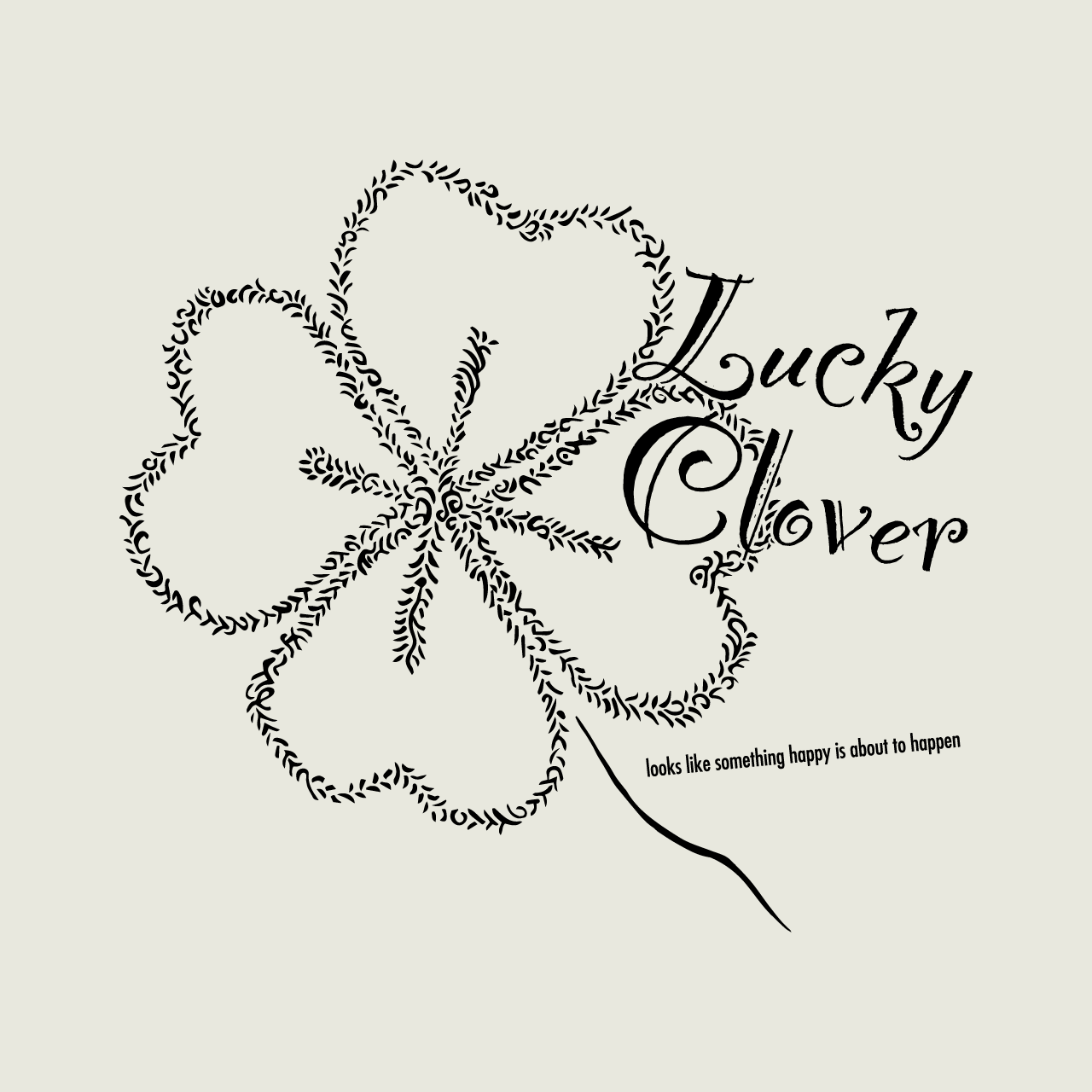 グラフィックTシャツ　Lucky Clover Mono / White