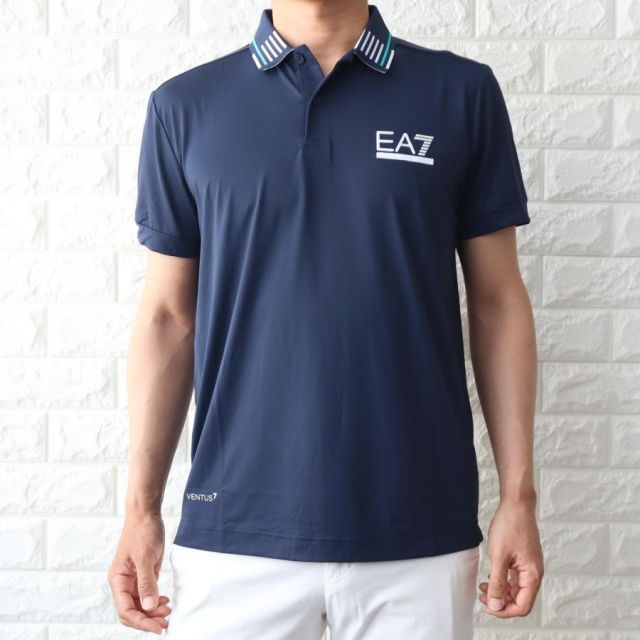 種類8 ライトベージュ L ゴルフウエア メンズ ポロシャツ エンポリオ アルマーニ EA7 ネイビー ベージュ ストレッチ ロゴ 速乾 3DPF11 PJMMZ