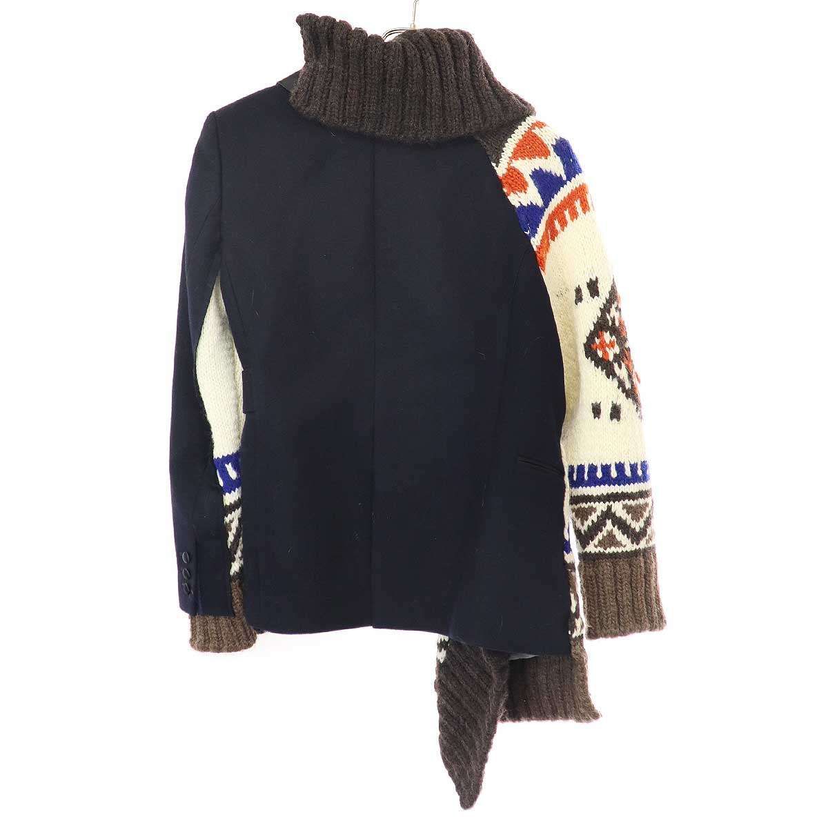 sacai サカイ 18AW カウチンニットドッキングテーラード 