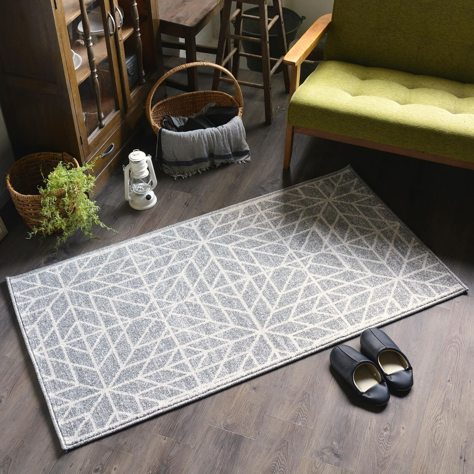 80x150cm_B gy 80021 RUGS-FACTORY ウィルトン織 ラグ カーペット 1畳