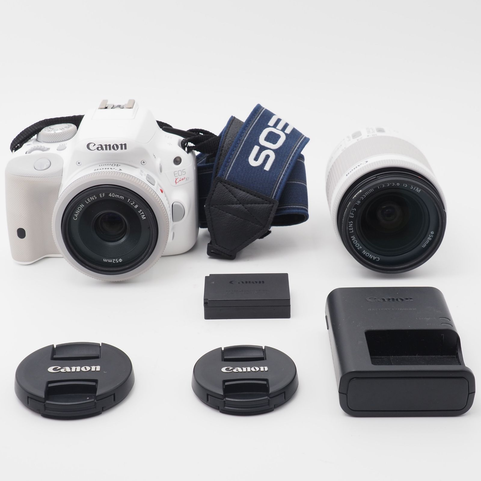 101350☆ほぼ新☆Canon デジタル一眼レフカメラ EOS Kiss X7(ホワイト) ダブルレンズキット2 EF-S18-55mm F3. 5-5.6 IS STM(ホワイト) EF40mm F2.8 STM(ホワイト) 付属 KISSX7WH-WLK2 SUNBRIGHT株式会社  メルカリ