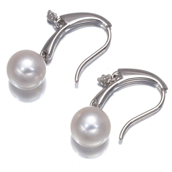 ミキモト ピアス パール 真珠 7.2mm ダイヤ ダイヤモンド フック K18WG  