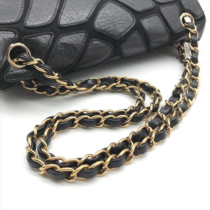 良品 CHANEL シャネル ココマーク クロコ柄 ラムスキン コットン フル  