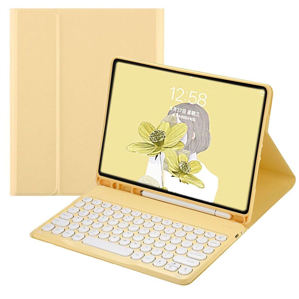 iPad6 iPad5 iPad Air Air2 Pro9.7 キーボード ケース 丸型キー 可愛い カラーキーボード カラフル iPad 第6世代 第5世代 9.7インチ アイパッド6 丸い 分離式 キーボード付き カバー アップル ペンシル 収