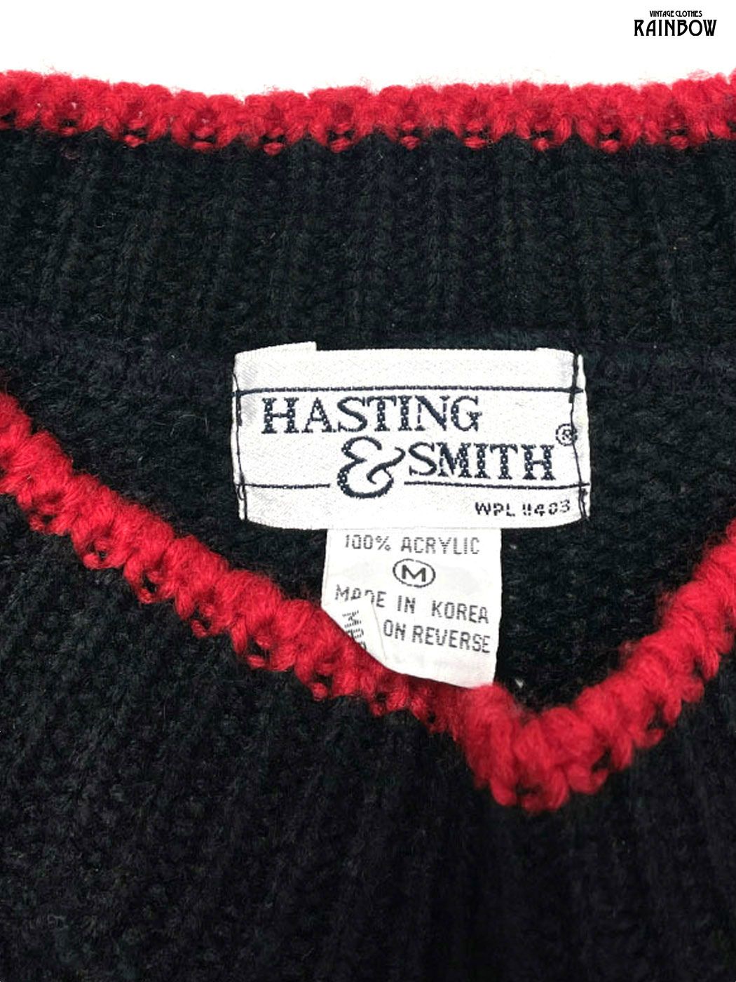  古着 HASTING - SMITH 刺繍 長袖 ニット セーター 黒 ttu 2510019 その他 トップス