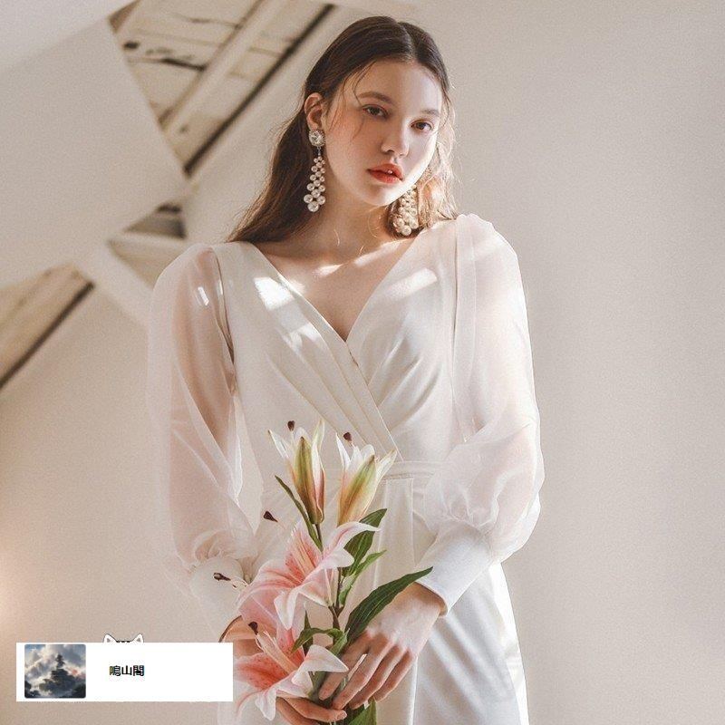 ウエディングドレス ロングドレス 結婚式 二次会 花嫁 白 大きいサイズ エンパイアライン スレンダーライン トレーンドレス ウエストマークWP数量 価格926