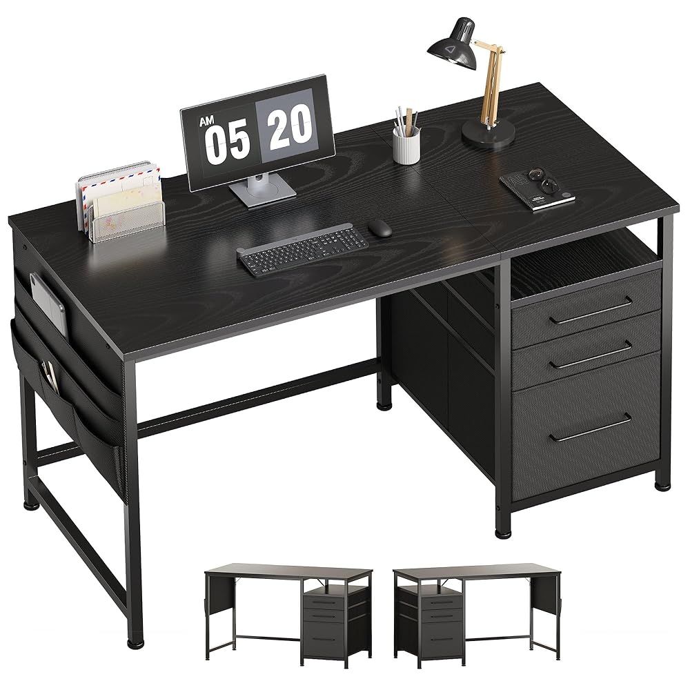 訳あり 品 展示品につきお買い得価格 Maihail 机 パソコンデスクラック付き 幅120cm×奥行50cm 引き出し付き デスク 勉強机 黒