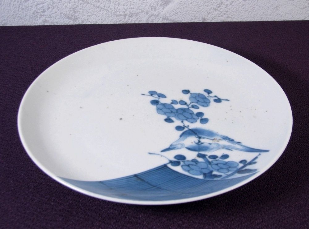 藍九谷7寸皿 花鳥図 No1 幅：20.7cm 江戸前期/古伊万里/25i039 - メルカリ