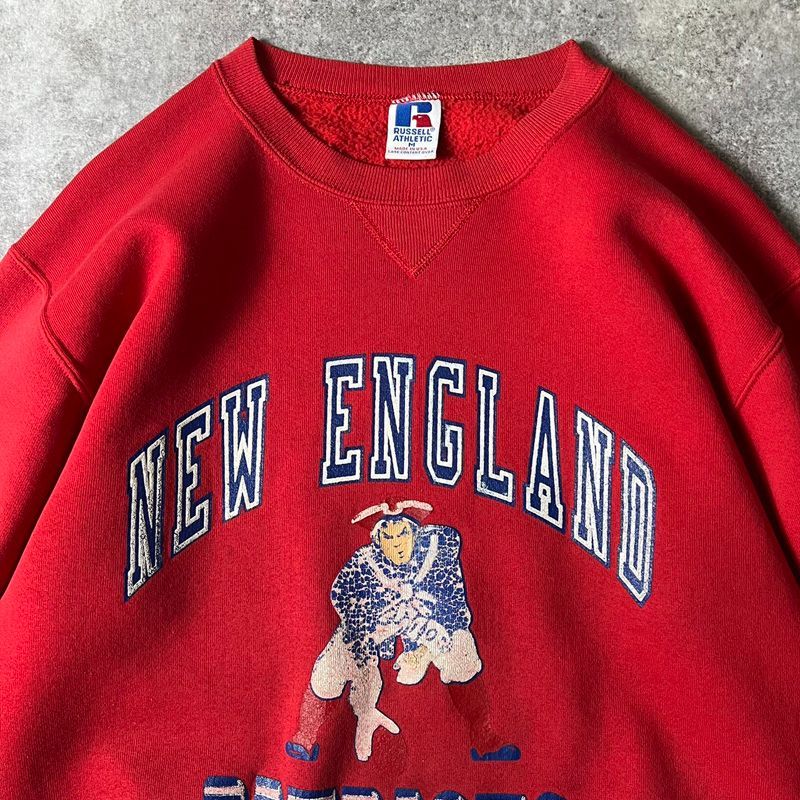 90s USA製 RUSSELL NFL ペイトリオッツ 3段 プリント 前V