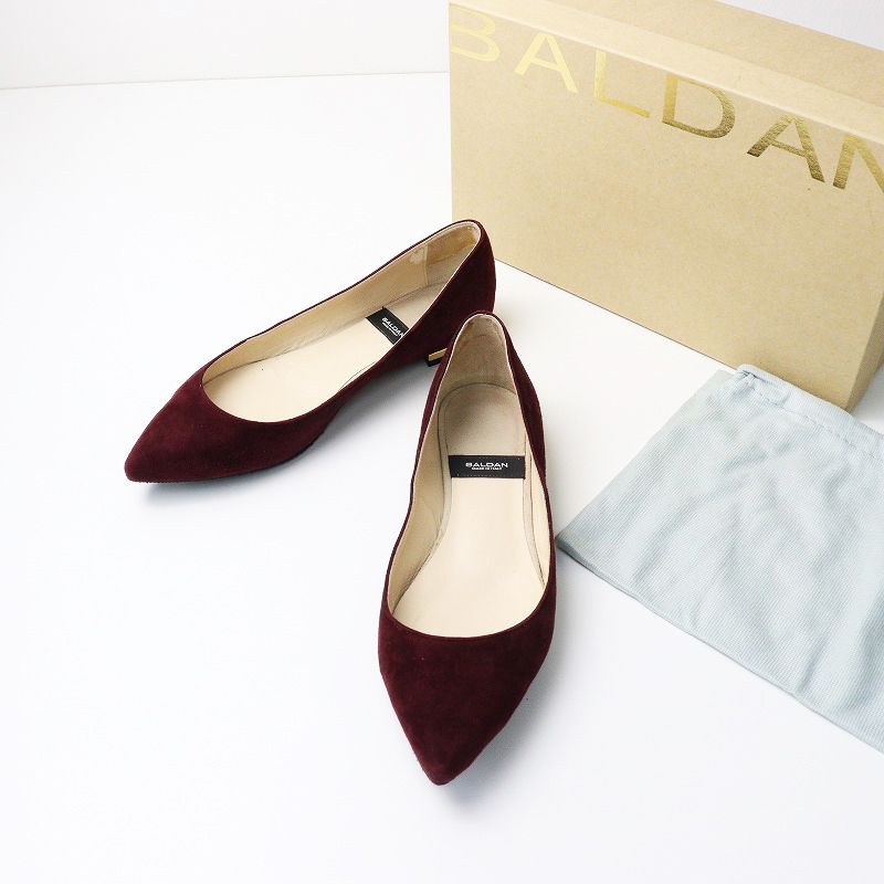 バルダンBALDAN 9856 スエードポインテッドトゥ フラットパンプス 36