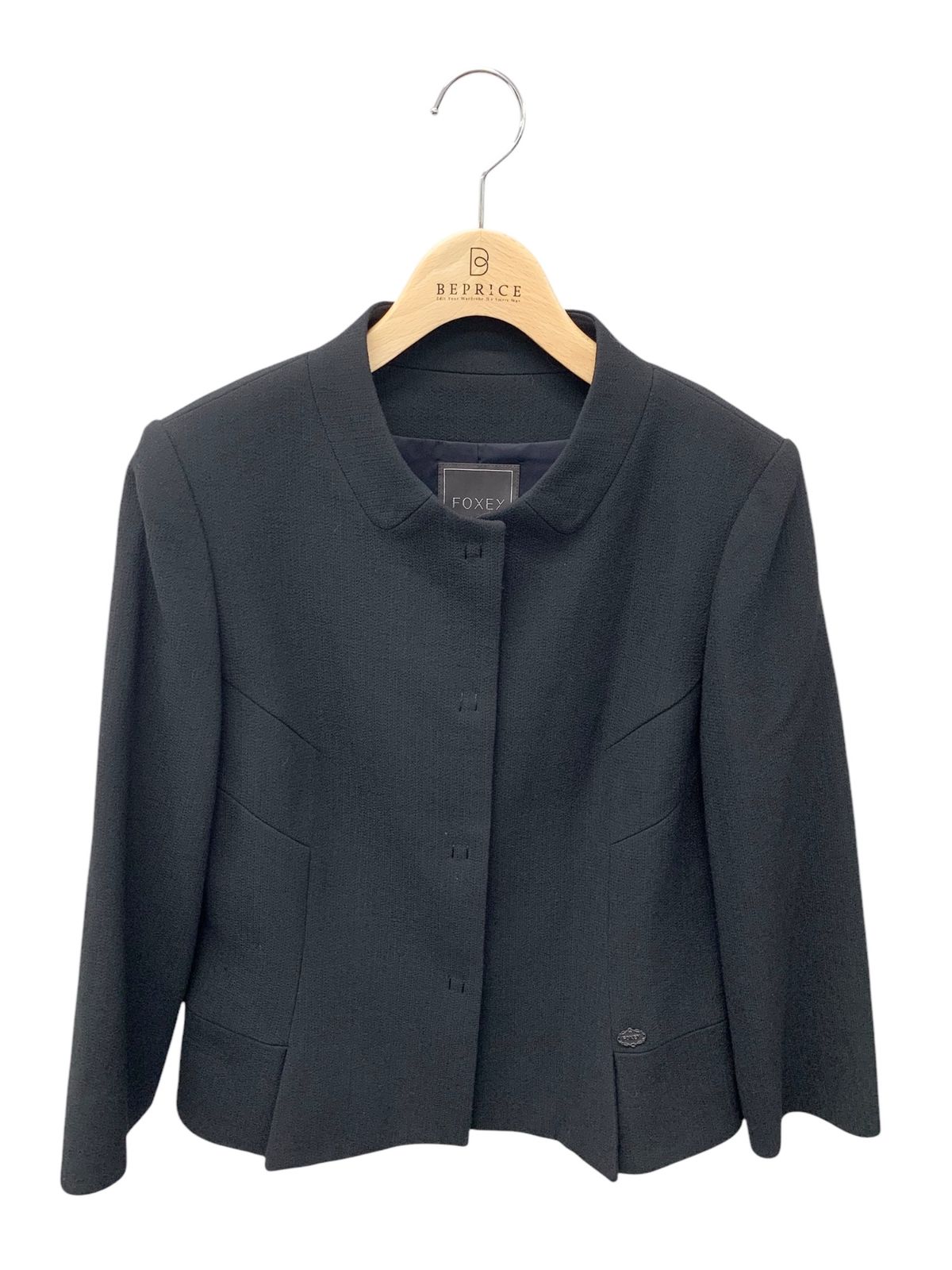 フォクシーブティック 35218 ジャケット 38 ブラック ノーカラー