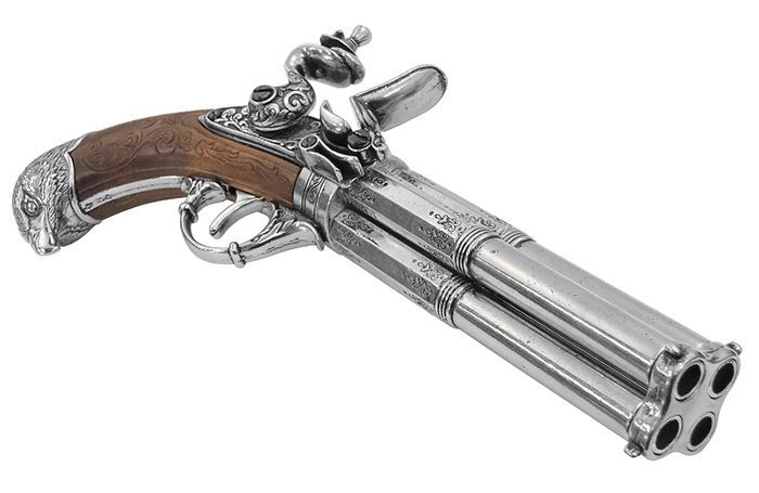 モデルガン フリントロック 4バレル DENIX デニックス 1307 30cm 本物