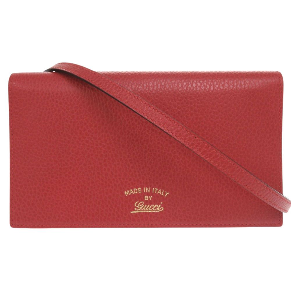 グッチ 368231 レザー レッド ショルダーウォレット ショルダーバッグ 長財布 赤 0462 GUCCI