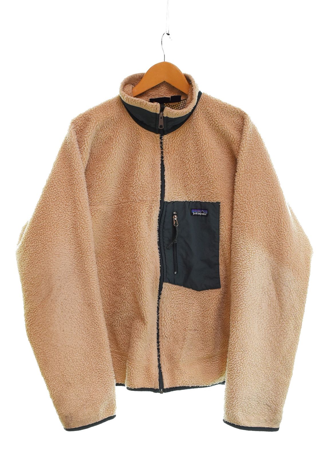 パタゴニア PATAGONIA 90s Retro-X FA99 Made in USA 90 s レトロX ナチュラル ハンターグリーン ジャケット ベージュ LLサイズ 103MT-3136