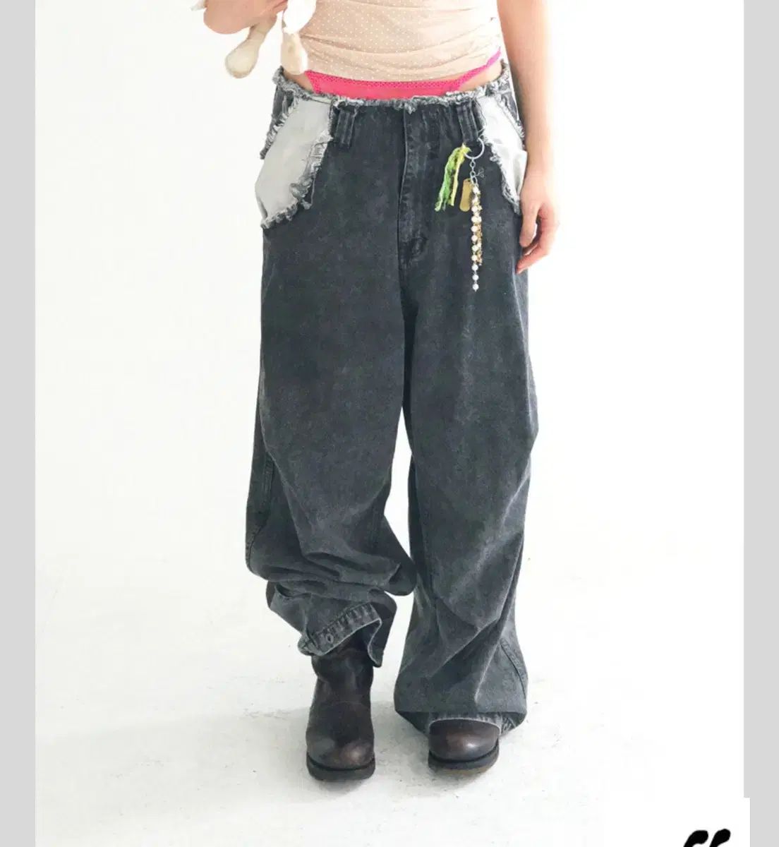 shop faerie cut ー off denim maxi pants デニム マキシ パンツ