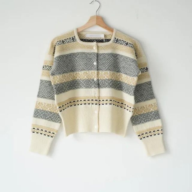 ASEEDONCLOUD | Seiyako jacquard cardigan off white one size | ニット セーター カーディガン アシードンクラウド 25AW