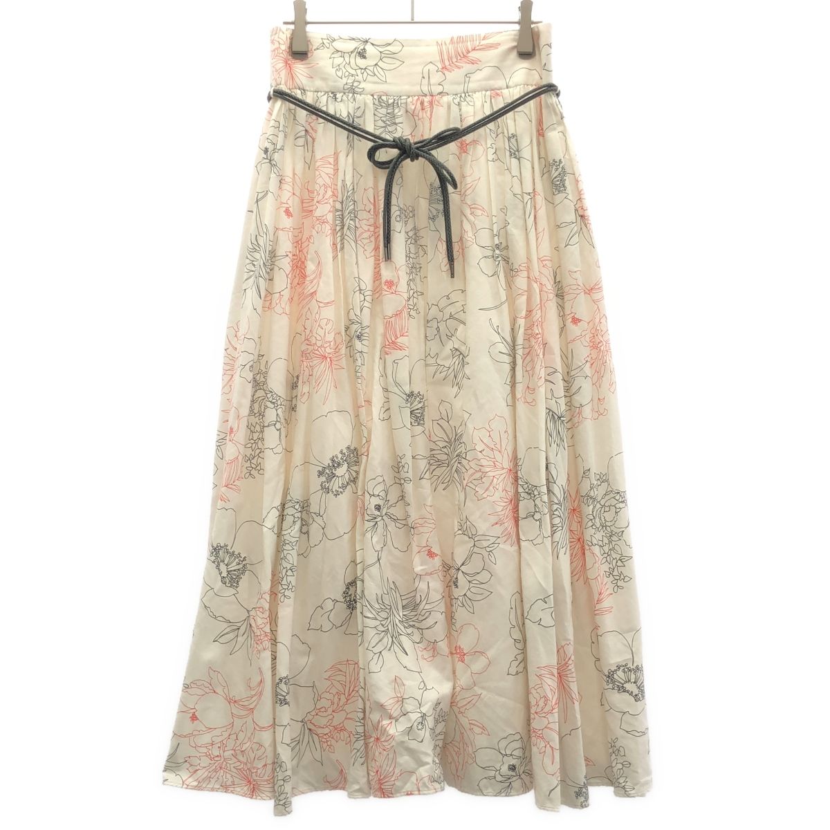 ebure エブール フラワープリントプリーツスカート 2810500135 ホワイト系 36