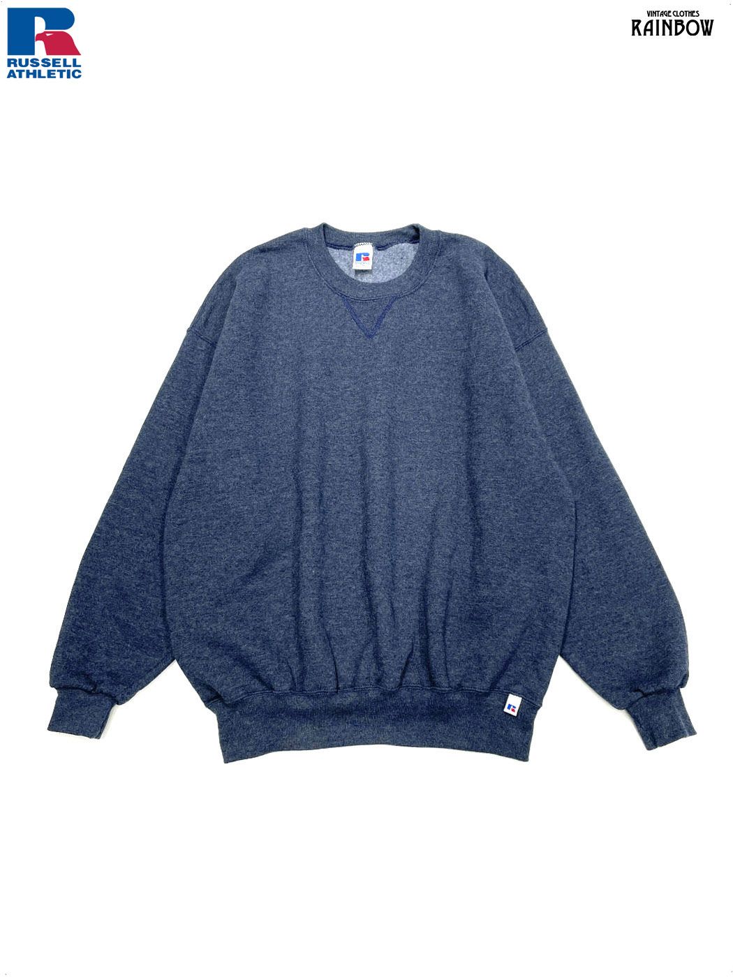 古着 80〜90 s RUSSELL ATHLETIC ラッセルアスレチック 裏起毛 無地 長袖 スウェット トレーナー 紺 ttu2509114